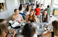 Students at a picnic table