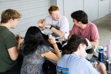 Students at a picnic table