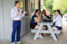 Prof. Greg Gerling speaks at the picnic