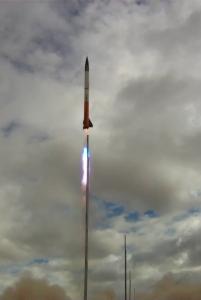 A rocket launching into the sky