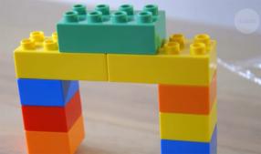bridge made of Duplo blocks