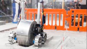A robot on a simulated lunar surface