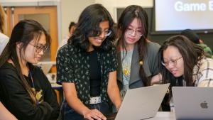 Students test out a video game