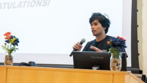 Student speaker during awards ceremony