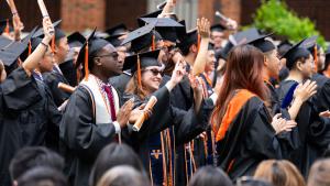 Students celebrate after the ceremony