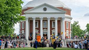 Engineering students process down the Lawn