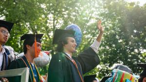 Students walk the Lawn