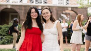 Students at the garden party